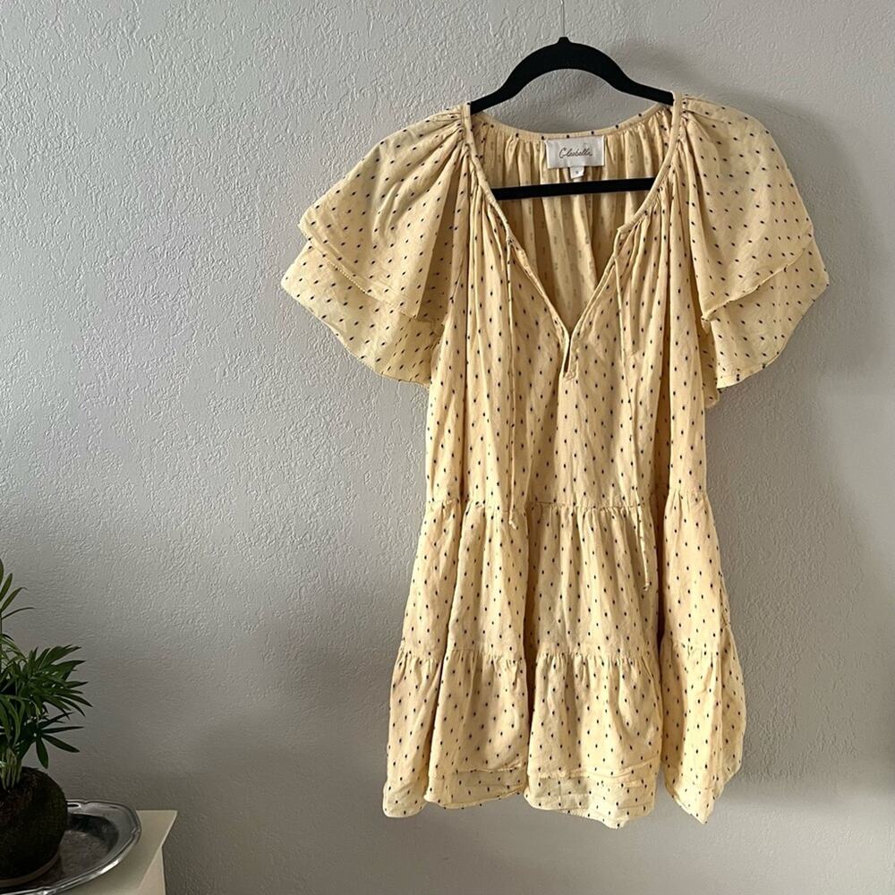 Cleobella Eloise Yellow Polka Dot Ruffle Mini Dress - Picture 3 of 9
